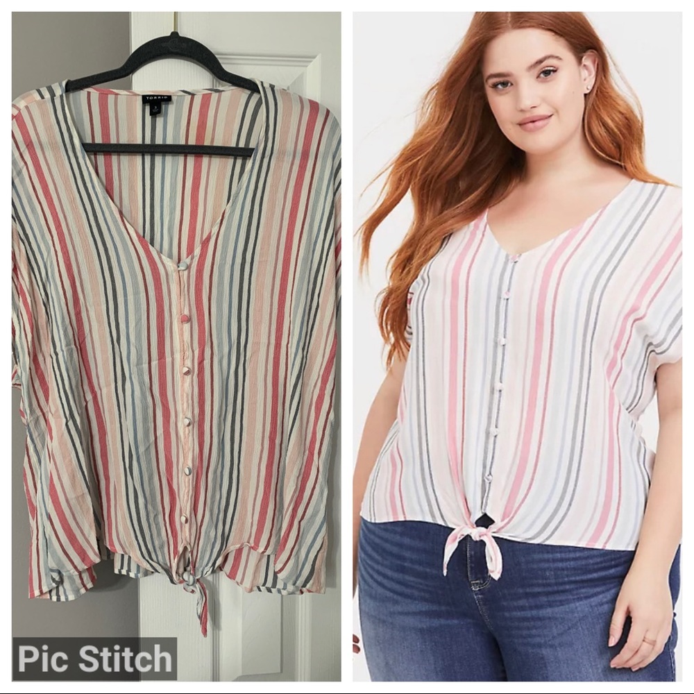 Torrid Pink Multi Stripe Dolman Top 3x